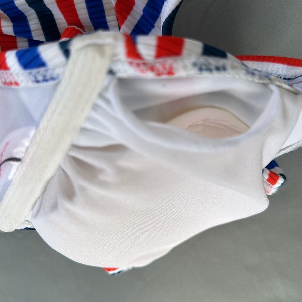 Xhiliration Women’s Juniors bikini top. Size D/DD. Bralette Red/Blue Stripes - Picture 7 of 7